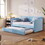 Upholstered Daybed Sofa Bed Twin Size with Trundle Bed and Wood Slat, Light Blue LP000127AAC