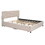 Queen Size Upholstered Platform Bed with Brick Pattern Headboard and 4 Drawers, Linen Fabric, Beige LP000134AAA