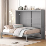 Queen Size Murphy Bed Wall Bed,Gray