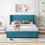 Queen Size Storage Bed Velvet Upholstered Platform Bed with Wingback Headboard and a Big Drawer (Blue) LP000814AAC