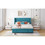 Queen Size Storage Bed Velvet Upholstered Platform Bed with Wingback Headboard and a Big Drawer (Blue) LP000814AAC