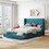 Queen Size Storage Bed Velvet Upholstered Platform Bed with Wingback Headboard and a Big Drawer (Blue) LP000814AAC