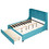 Queen Size Storage Bed Velvet Upholstered Platform Bed with Wingback Headboard and a Big Drawer (Blue) LP000814AAC