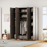 4-Door Wardrobe with 1 Drawer and Top Cabinet, Gray LP006006AAE