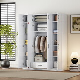 4-Door Wardrobe with 1 Drawer and Top Cabinet, White LP006006AAK