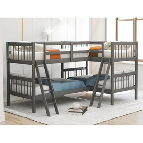 L-Shaped Bunk Bed with Ladder, Twin Size-Gray LT000020AAE