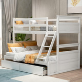 Twin Over Full Bunk Bed with Storage - White LT000022AAK