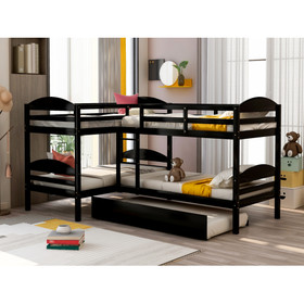 Twin L-Shaped Bunk bed with Trundle-Espresso LT000024AAP