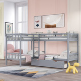 Twin L-Shaped Bunk Bed with Drawers-Gray LT000038AAE
