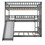 Full-Over-Full-Over-Full Triple Bed with Built-in Ladder and Slide, Triple Bunk Bed with Guardrails, Gray LT000052AAE