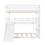 Full-Over-Full-Over-Full Triple Bed with Built-in Ladder and Slide, Triple Bunk Bed with Guardrails, White LT000052AAK