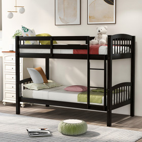 Twin Over Twin Bunk Bed with Ladder, Espresso LT000066AAP
