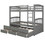 Twin Bunk Bed with Ladder, Safety Rail, Twin Trundle Bed with 3 Drawers for Bedroom, Guest Room Furniture(Gray) LT000071AAE