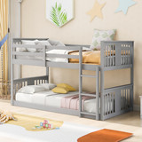 Twin Over Twin Bunk Bed with Ladder, Gray LT000107AAE