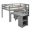 Low Study Twin Loft Bed with Cabinet and Rolling Portable Desk - Gray LT000113AAE
