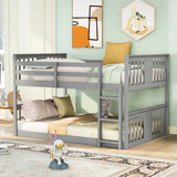 Full Over Full Bunk Bed with Ladder, Gray LT000207AAE
