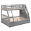 Twin-Over-Full Bunk Bed with Drawers, Ladder and Storage Staircase, Gray LT000223AAE