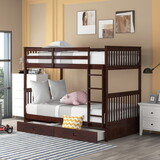 Twin-Over-Twin Bunk Bed with Ladders and Two Storage Drawers (Espresso) LT000265AAP-1