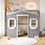 Twin Size House Loft Bed with Ladder-Gray+White Frame LT000335AAN