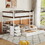 Full-Over-Full Bunk Bed with Twin size Trundle, Storage and Desk, White+Walnut LT000364AAD