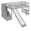 Stairway Twin Size Loft Bed with Two Drawers and Slide, Gray LT000515AAE