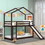 Twin over Twin Bunk Bed with Roof, Slide and Ladder, Espresso LT000548AAP