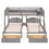 Full over Twin & Twin Bunk Bed, Velvet Triple Bunk Bed with Drawers and Guardrails, Gray LT000843AAE