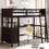 Twin size Loft Bed with Drawers and Desk, Wooden Loft Bed with Shelves - Espresso LT001530AAP-1