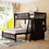 Wooden Twin over Full Bunk Bed with Six Drawers and Flexible Shelves,Bottom Bed with Wheels,Espresso LT001531AAP-1