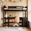 Twin size Loft Bed with Shelves and Desk, Wooden Loft Bed with Desk - Espresso LT001537AAP