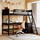 Twin size Loft Bed with Shelves and Desk, Wooden Loft Bed with Desk - Espresso LT001537AAP