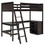 Twin size Loft Bed with Shelves and Desk, Wooden Loft Bed with Desk - Espresso LT001537AAP