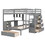 Full over Twin Bunk Bed with Desk, Drawers and Shelves, Gray LT001605AAE