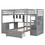 Full over Twin Bunk Bed with Desk, Drawers and Shelves, Gray LT001605AAE