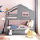 Twin over Twin Bunk Bed with 2 Drawers, 1 Storage Box, 1 Shelf, Window and Roof-Gray LT001608AAE
