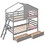 Twin over Twin Bunk Bed with 2 Drawers, 1 Storage Box, 1 Shelf, Window and Roof-Gray LT001608AAE