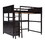 Full size Loft Bed with Drawers and Desk, Wooden Loft Bed with Shelves - Espresso LT011529AAP