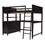 Full size Loft Bed with Drawers and Desk, Wooden Loft Bed with Shelves - Espresso LT011529AAP