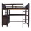 Full size Loft Bed with Drawers and Desk, Wooden Loft Bed with Shelves - Espresso LT011529AAP