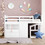 Loft Bed Low Study Twin Size Loft Bed with Storage Steps and Portable,Desk,White LT100101AAK