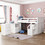 Loft Bed Low Study Twin Size Loft Bed with Storage Steps and Portable,Desk,White LT100101AAK