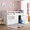 Loft Bed Low Study Twin Size Loft Bed with Storage Steps and Portable,Desk,White LT100101AAK