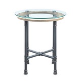 Acme Brantley End Table in Clear Glass & Sandy Gray Finish LV00436