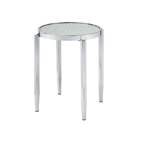 Acme Abbe End Table in Glass & Chrome Finish LV00573
