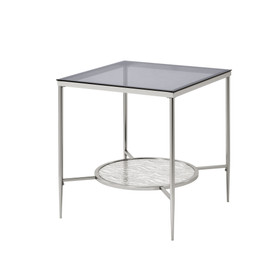 Acme Adelrik End Table in Glass & Chrome Finish LV00575