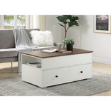 ACME Aafje Coffee Table w/Lift Top in White & Walnut Finish LV00788