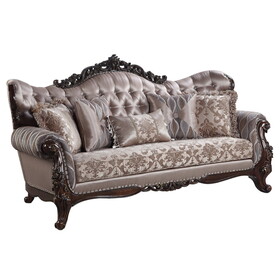ACME Benbek Sofa w/5 Pillows in Fabric & Antique Oak Finish LV00809