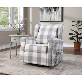 ACME Patli Swivel Chair w/Glider, Gray Fabric LV00922