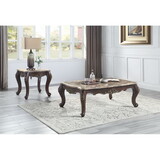 ACME Ragnar Coffee Table, Marble Top & Cherry Finish LV01125