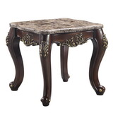 ACME Ragnar End Table, Marble Top & Cherry Finish LV01126